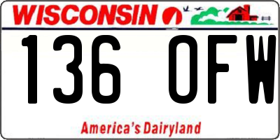 WI license plate 136OFW