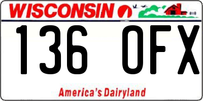 WI license plate 136OFX