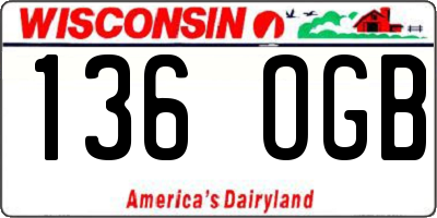 WI license plate 136OGB