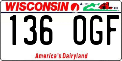 WI license plate 136OGF