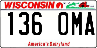 WI license plate 136OMA