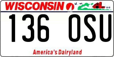 WI license plate 136OSU