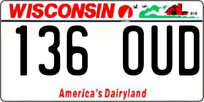 WI license plate 136OUD