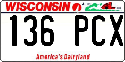 WI license plate 136PCX