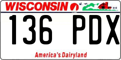 WI license plate 136PDX