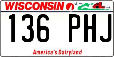 WI license plate 136PHJ