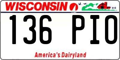 WI license plate 136PIO