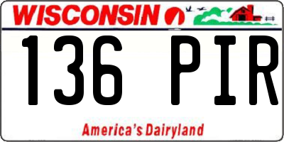 WI license plate 136PIR
