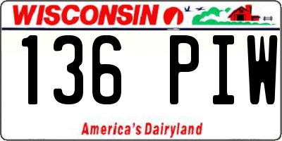 WI license plate 136PIW
