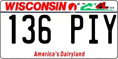 WI license plate 136PIY