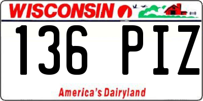 WI license plate 136PIZ