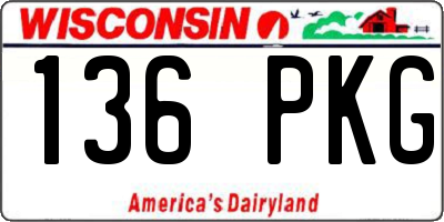 WI license plate 136PKG