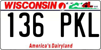 WI license plate 136PKL