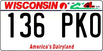 WI license plate 136PKO