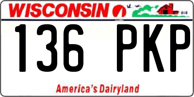 WI license plate 136PKP