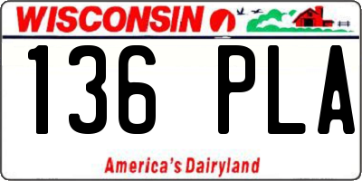 WI license plate 136PLA