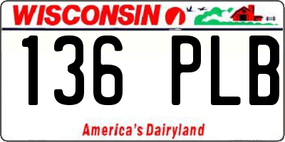 WI license plate 136PLB