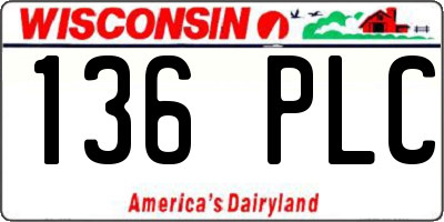 WI license plate 136PLC