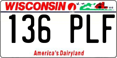 WI license plate 136PLF