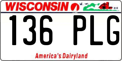 WI license plate 136PLG