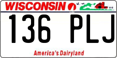 WI license plate 136PLJ