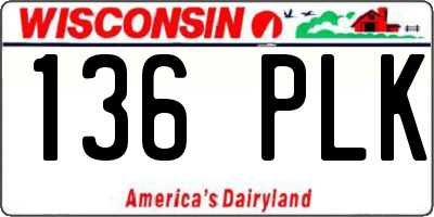 WI license plate 136PLK