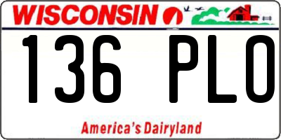 WI license plate 136PLO