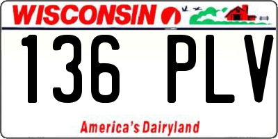 WI license plate 136PLV