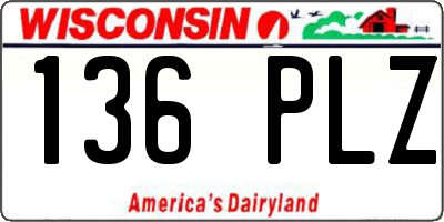 WI license plate 136PLZ