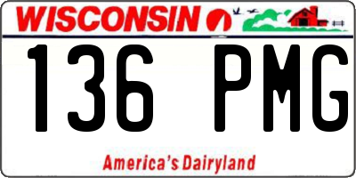 WI license plate 136PMG