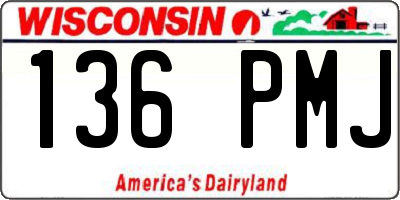 WI license plate 136PMJ