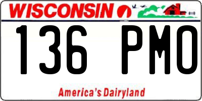WI license plate 136PMO