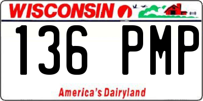 WI license plate 136PMP