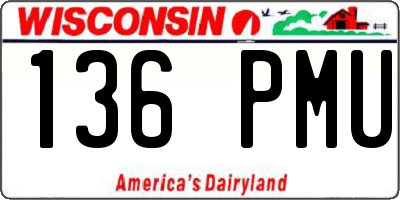 WI license plate 136PMU