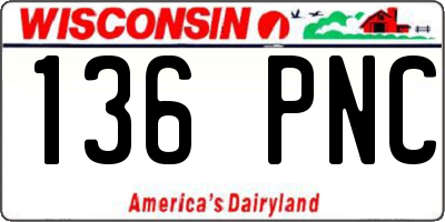 WI license plate 136PNC