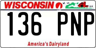 WI license plate 136PNP