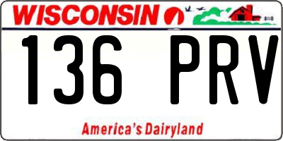 WI license plate 136PRV