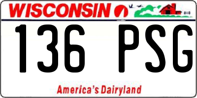 WI license plate 136PSG