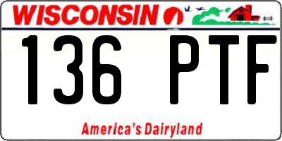 WI license plate 136PTF