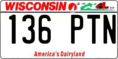 WI license plate 136PTN