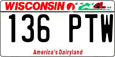 WI license plate 136PTW