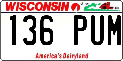 WI license plate 136PUM