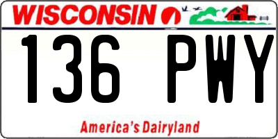 WI license plate 136PWY