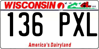 WI license plate 136PXL