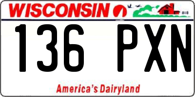 WI license plate 136PXN