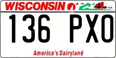 WI license plate 136PXO