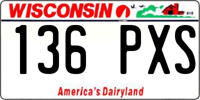WI license plate 136PXS