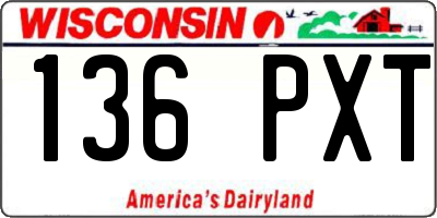 WI license plate 136PXT