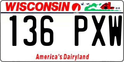 WI license plate 136PXW