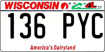 WI license plate 136PYC